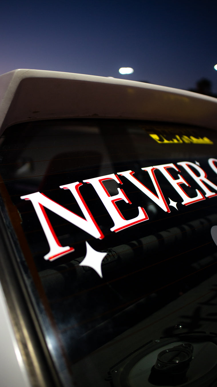 NEVER ON TIME BANNER