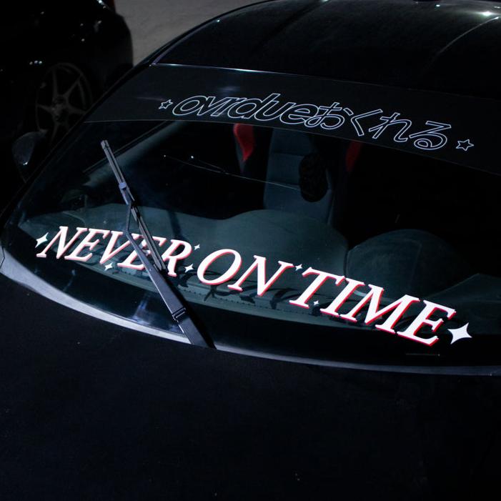 NEVER ON TIME BANNER