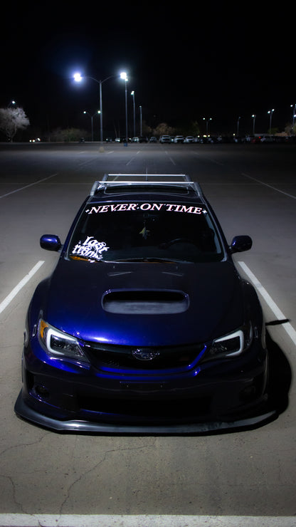 NEVER ON TIME BANNER