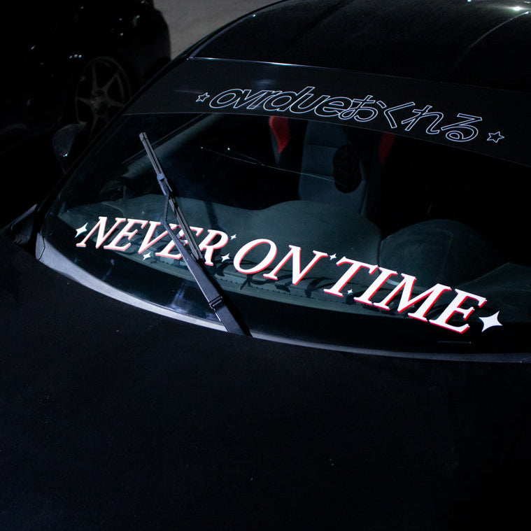 NEVER ON TIME BANNER