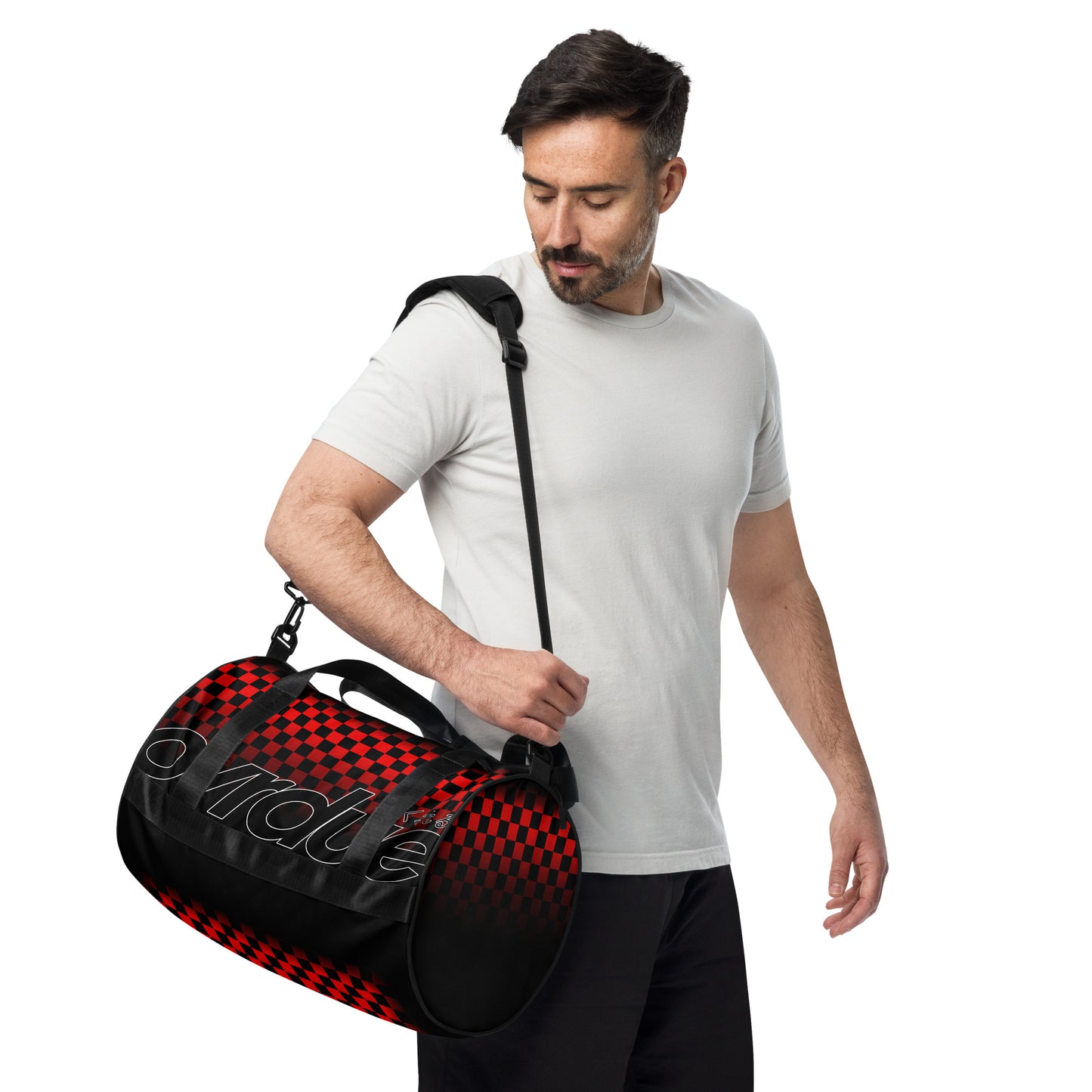 CHECKERED MINI DUFFEL - RED