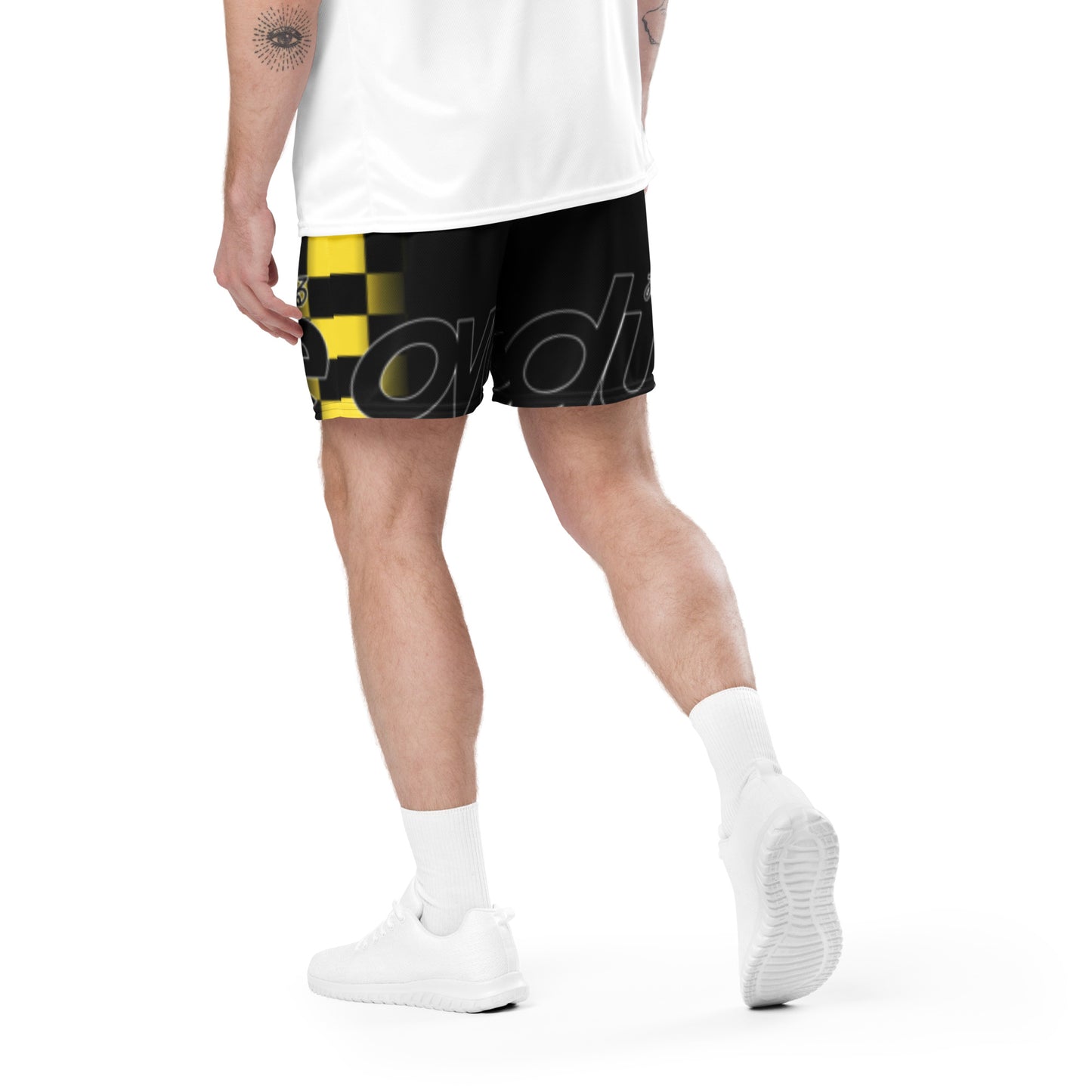 CHECKERED MESH SHORTS - YELLOW