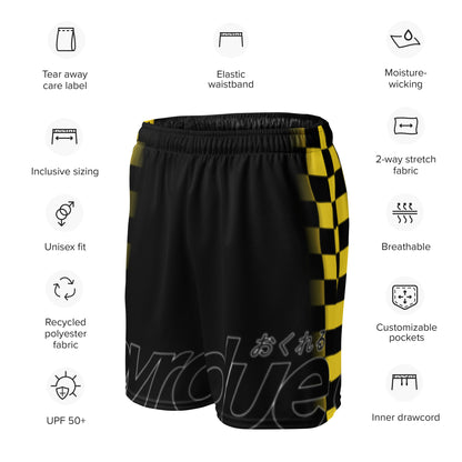 CHECKERED MESH SHORTS - YELLOW