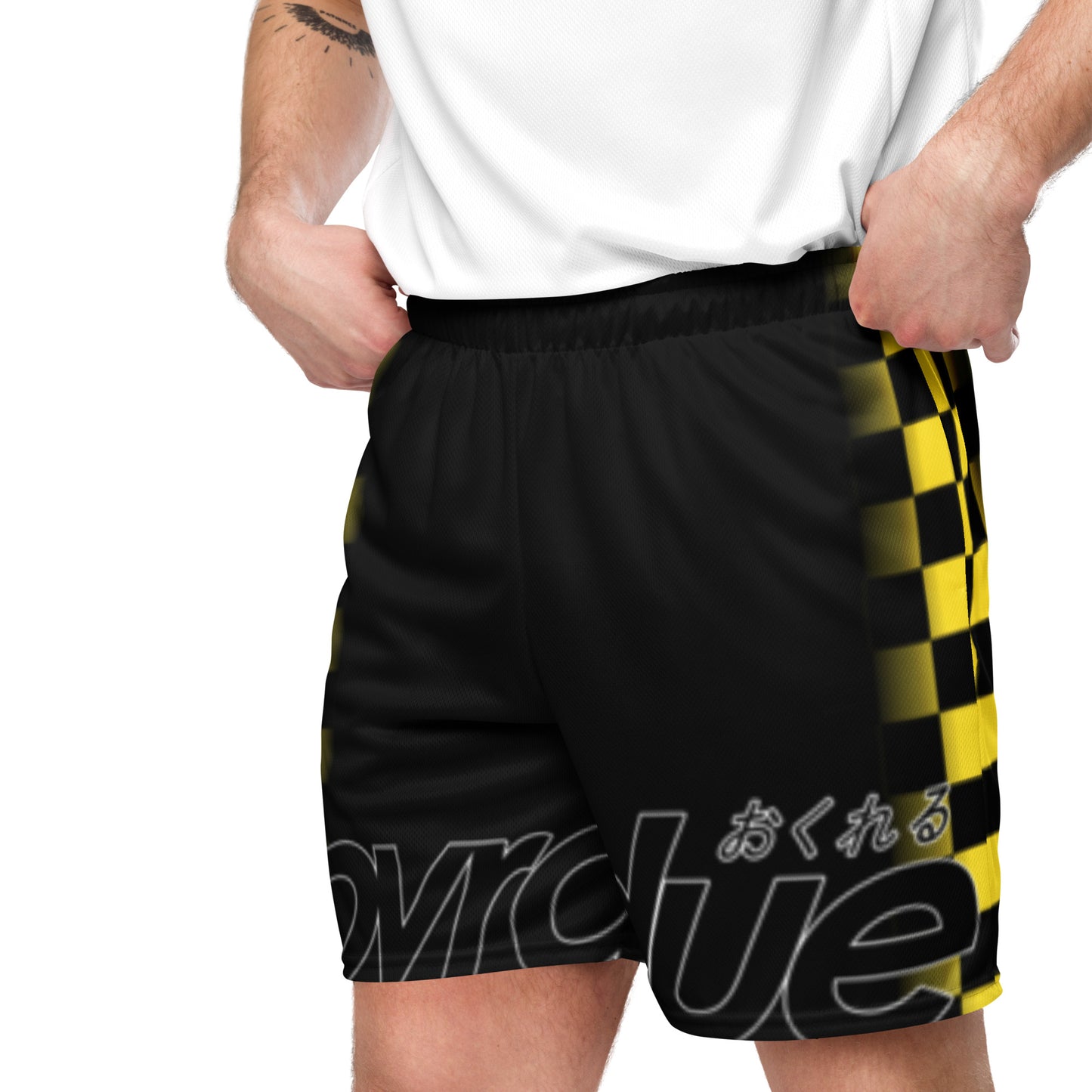 CHECKERED MESH SHORTS - YELLOW