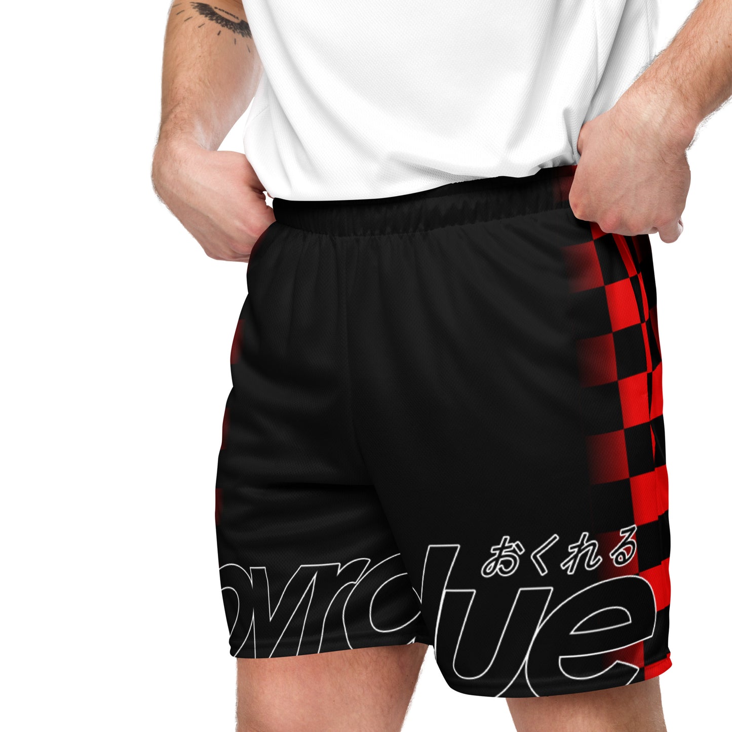 CHECKERED MESH SHORTS - RED