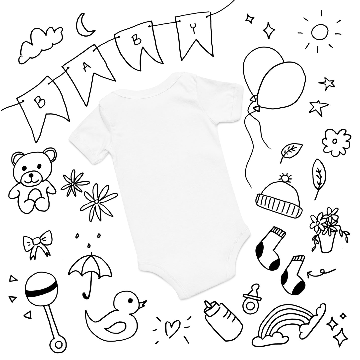 BABY ONESIE - SAKURA BLACK EMBROIDERY