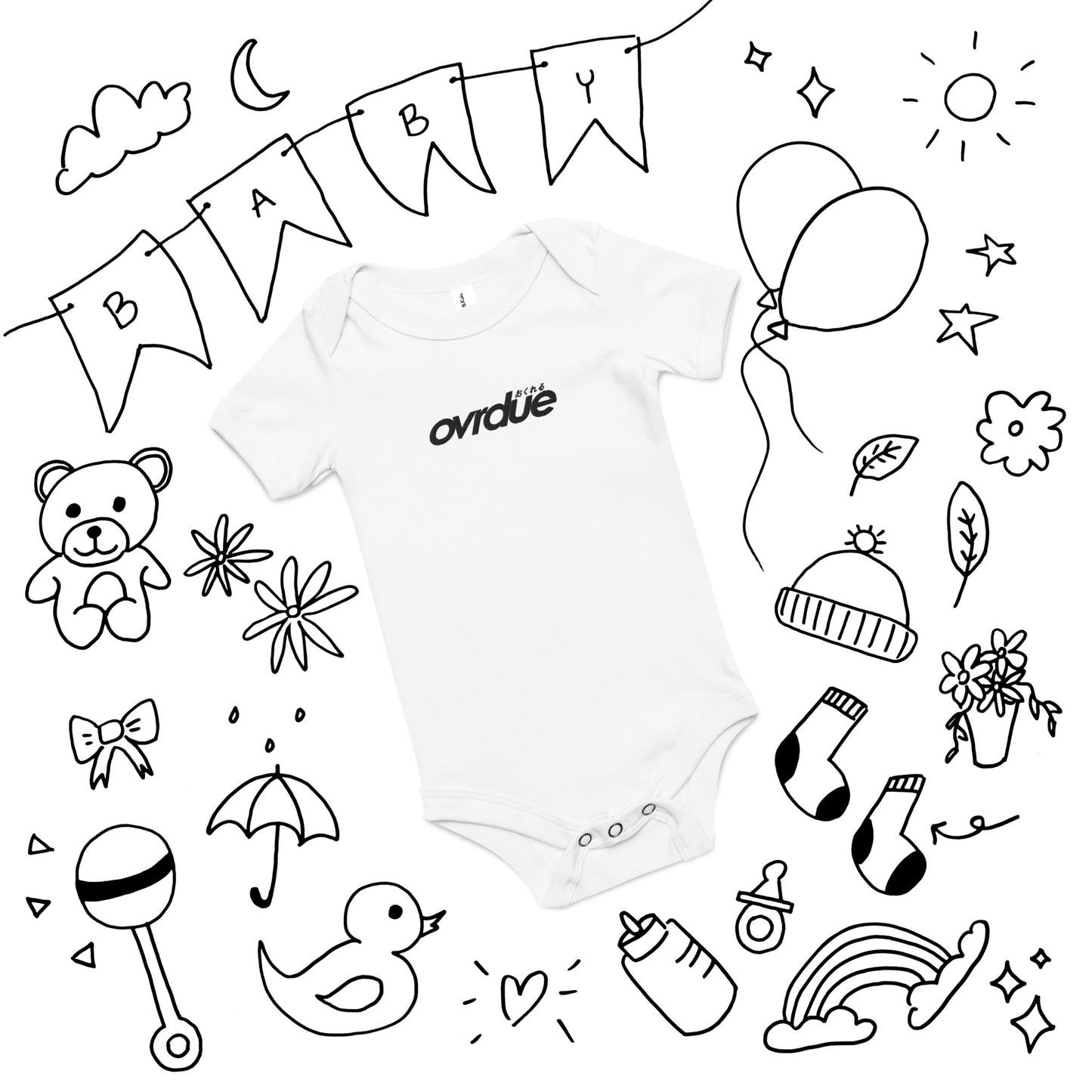 BABY ONESIE - BLACK EMBROIDERY